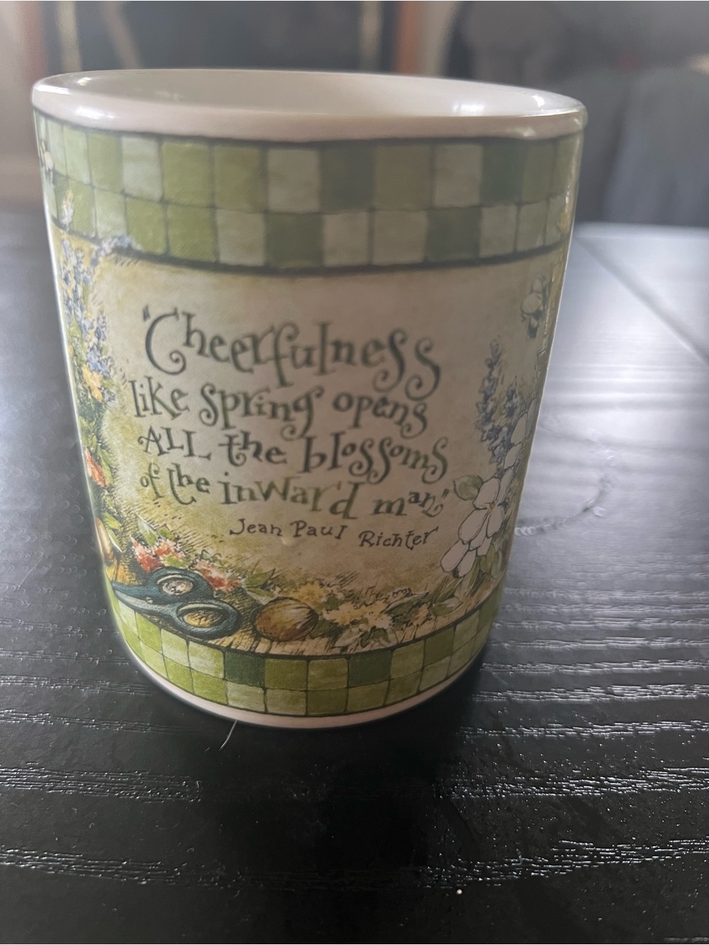 Green Floral Ceramic Mug with Inspirational Quote